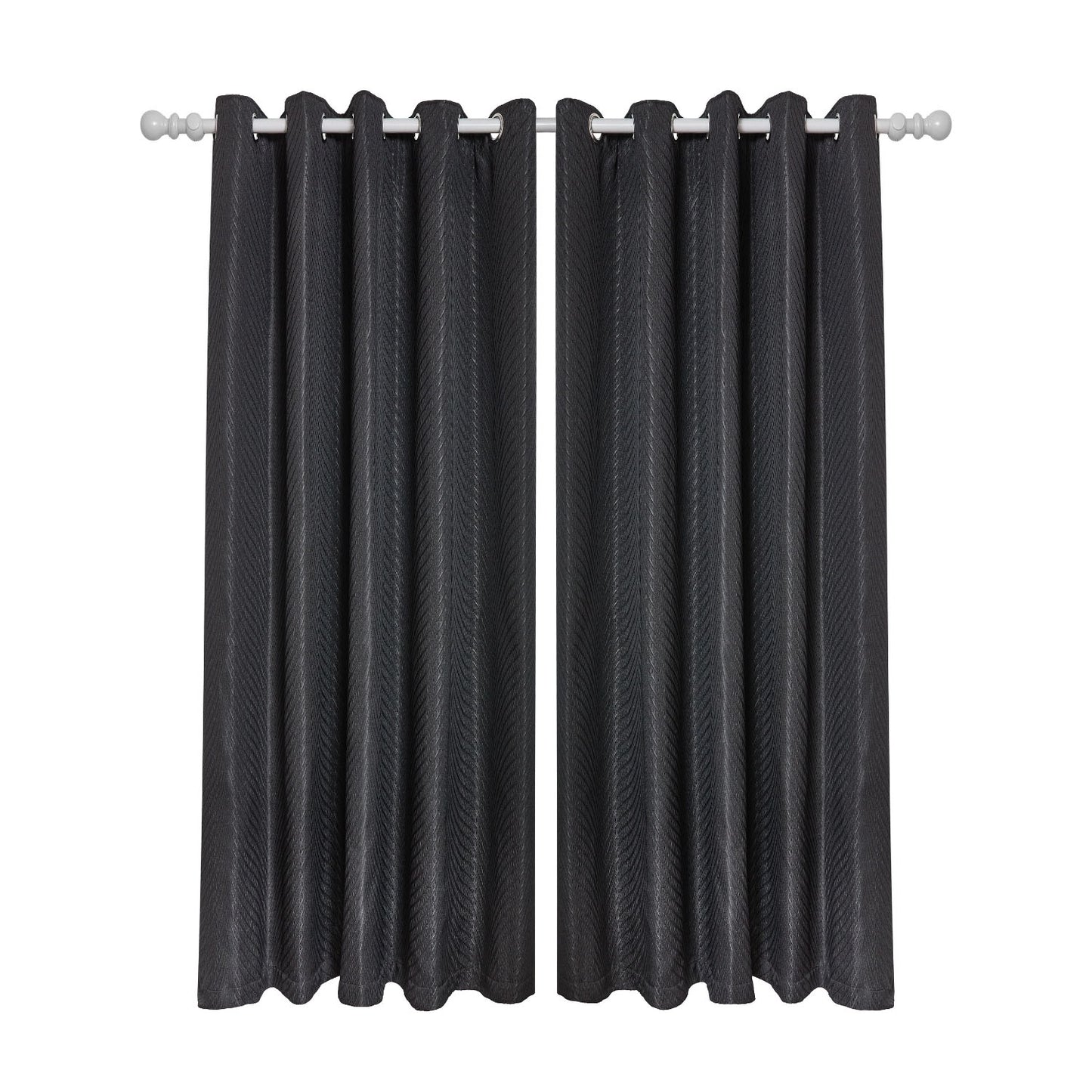 Aura Black Jacquard Eyelet Curtains