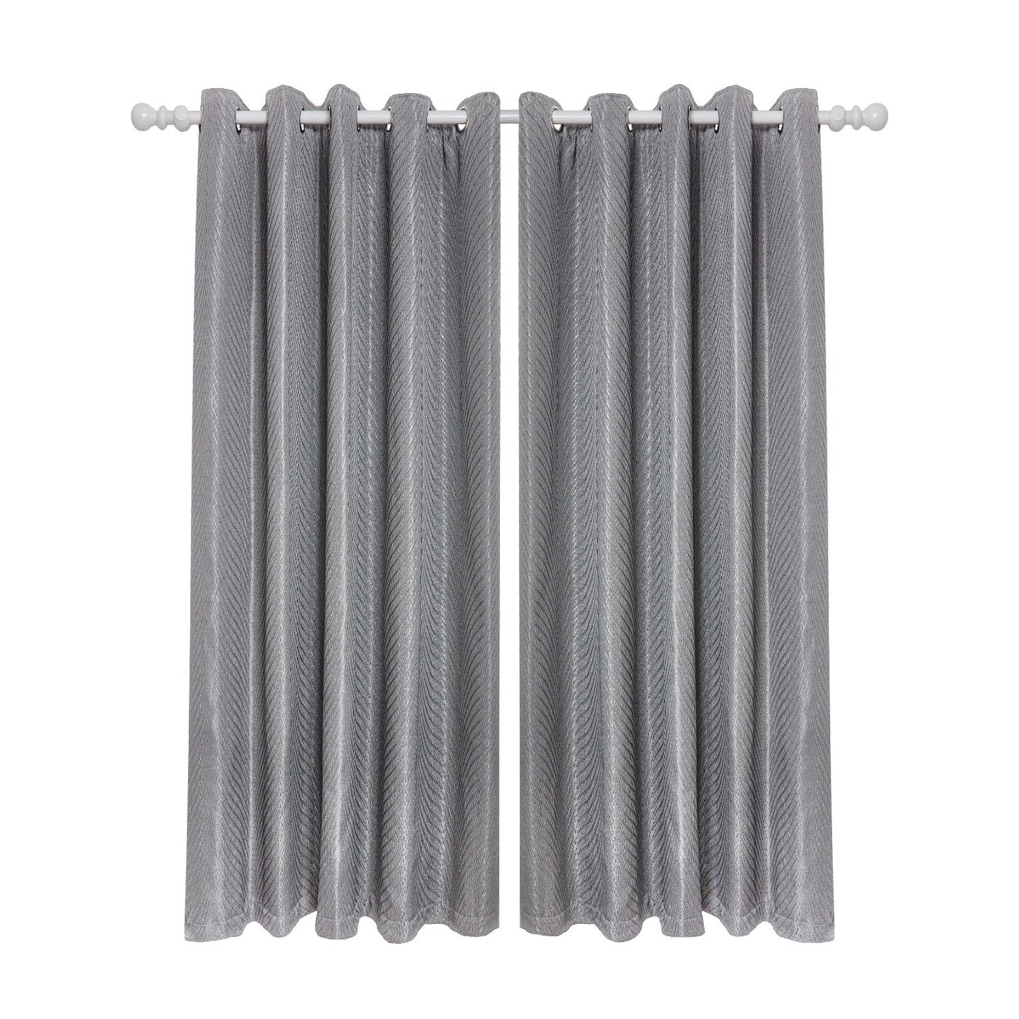 Aura Charcoal Jacquard Eyelet Curtains