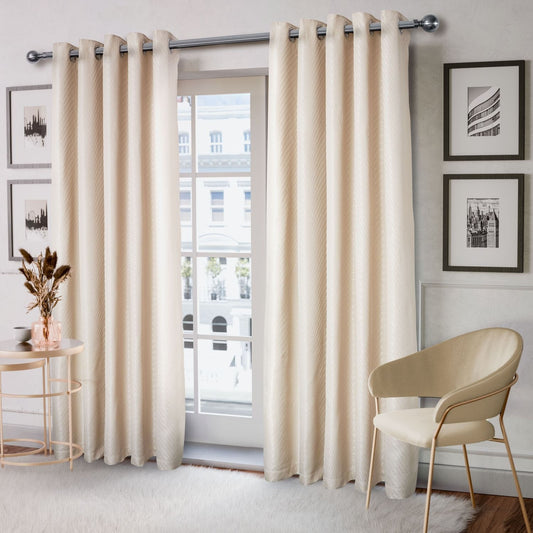Aura Cream Jacquard Eyelet Curtains