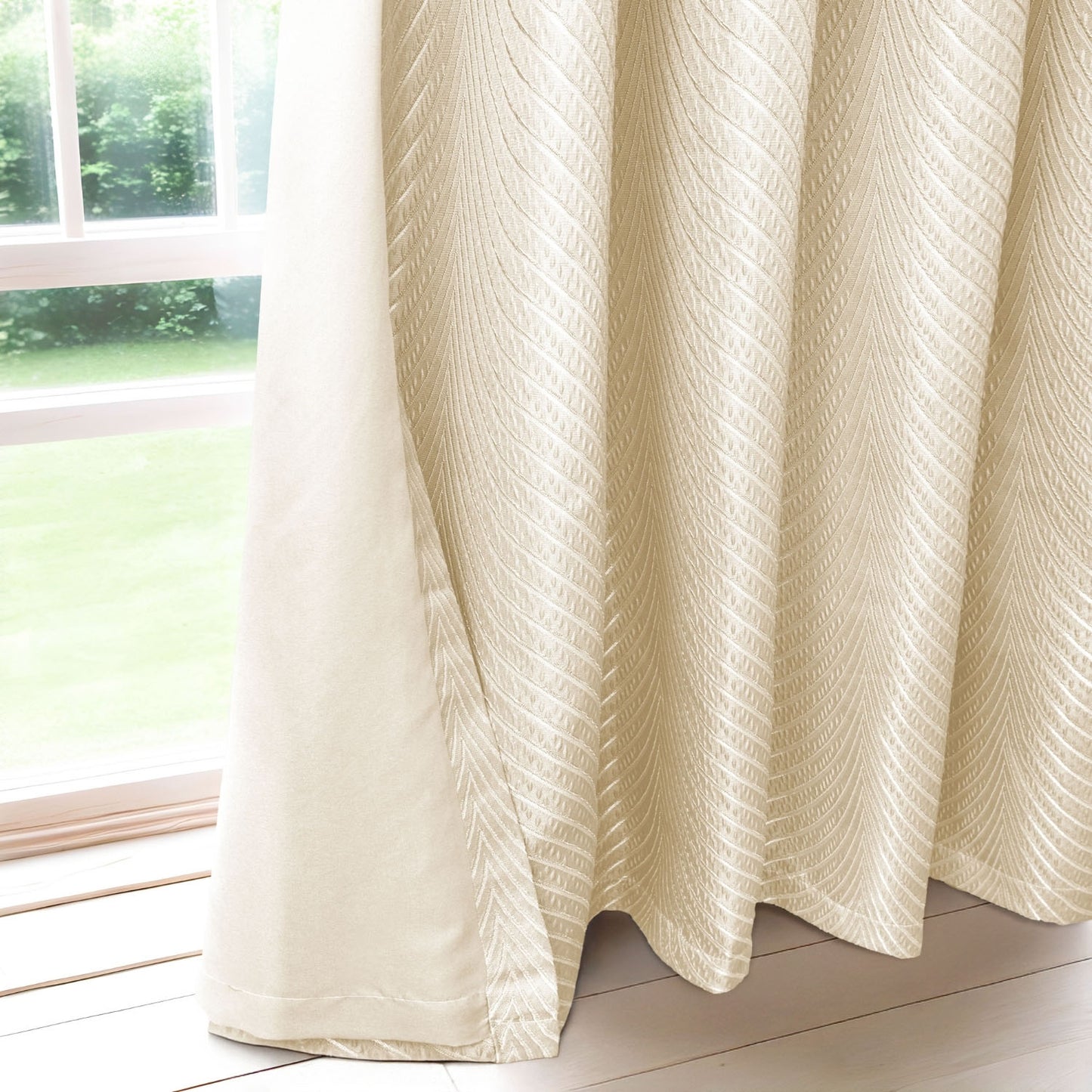 Aura Cream Jacquard Eyelet Curtains