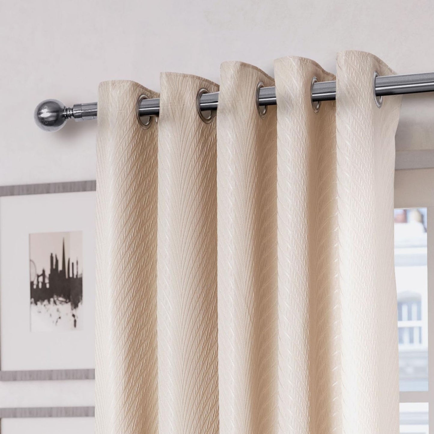 Aura Cream Jacquard Eyelet Curtains