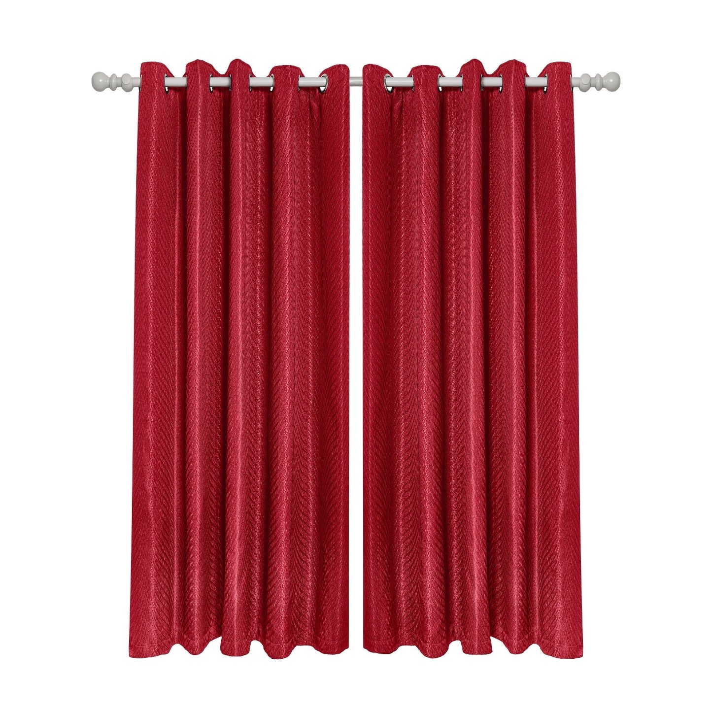 Aura Cranberry Red Jacquard Eyelet Curtains