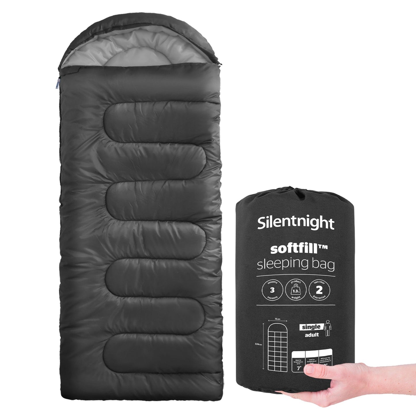 Silentnight Black Soft Fill Adult Single Sleeping Bag