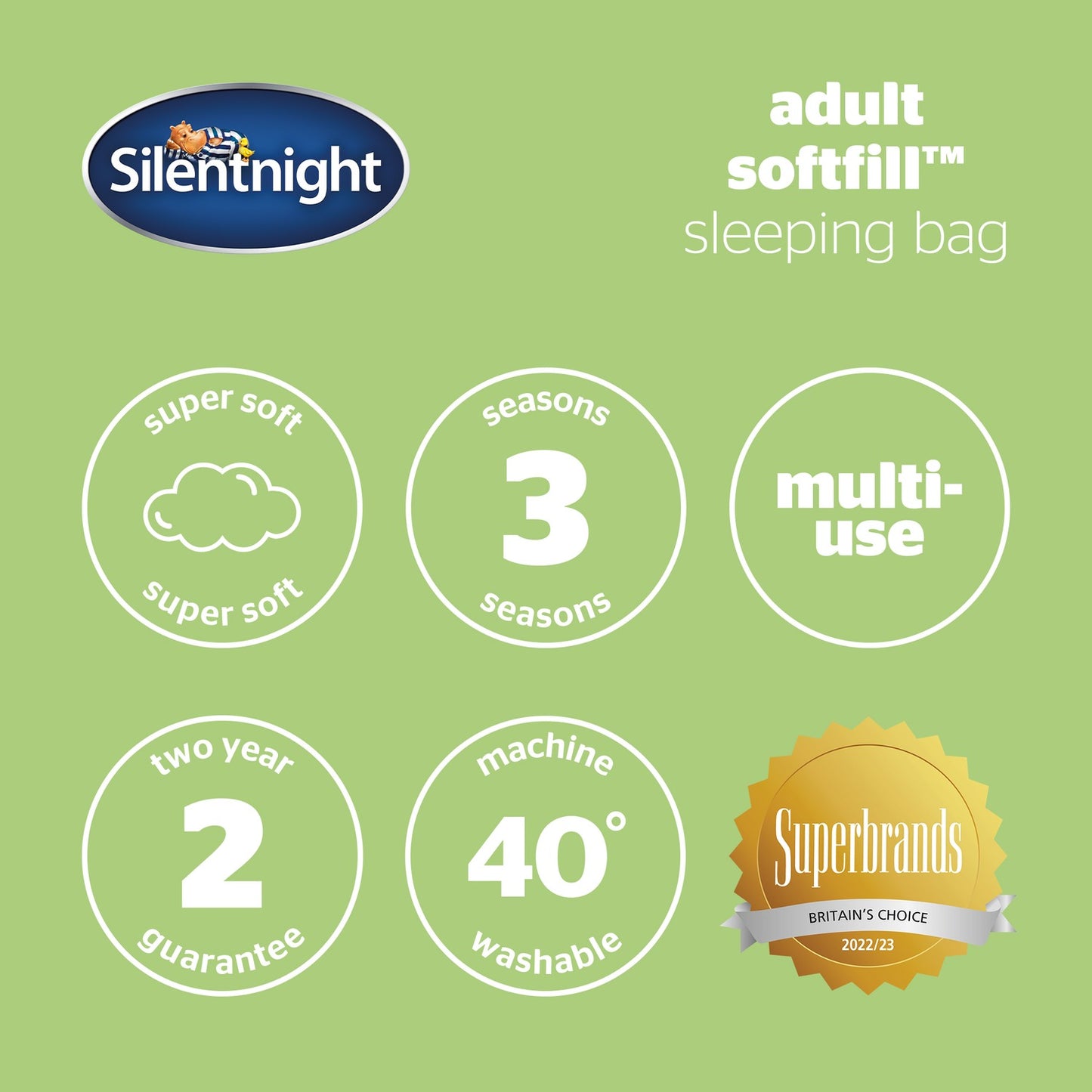 Silentnight Black Soft Fill Adult Single Sleeping Bag
