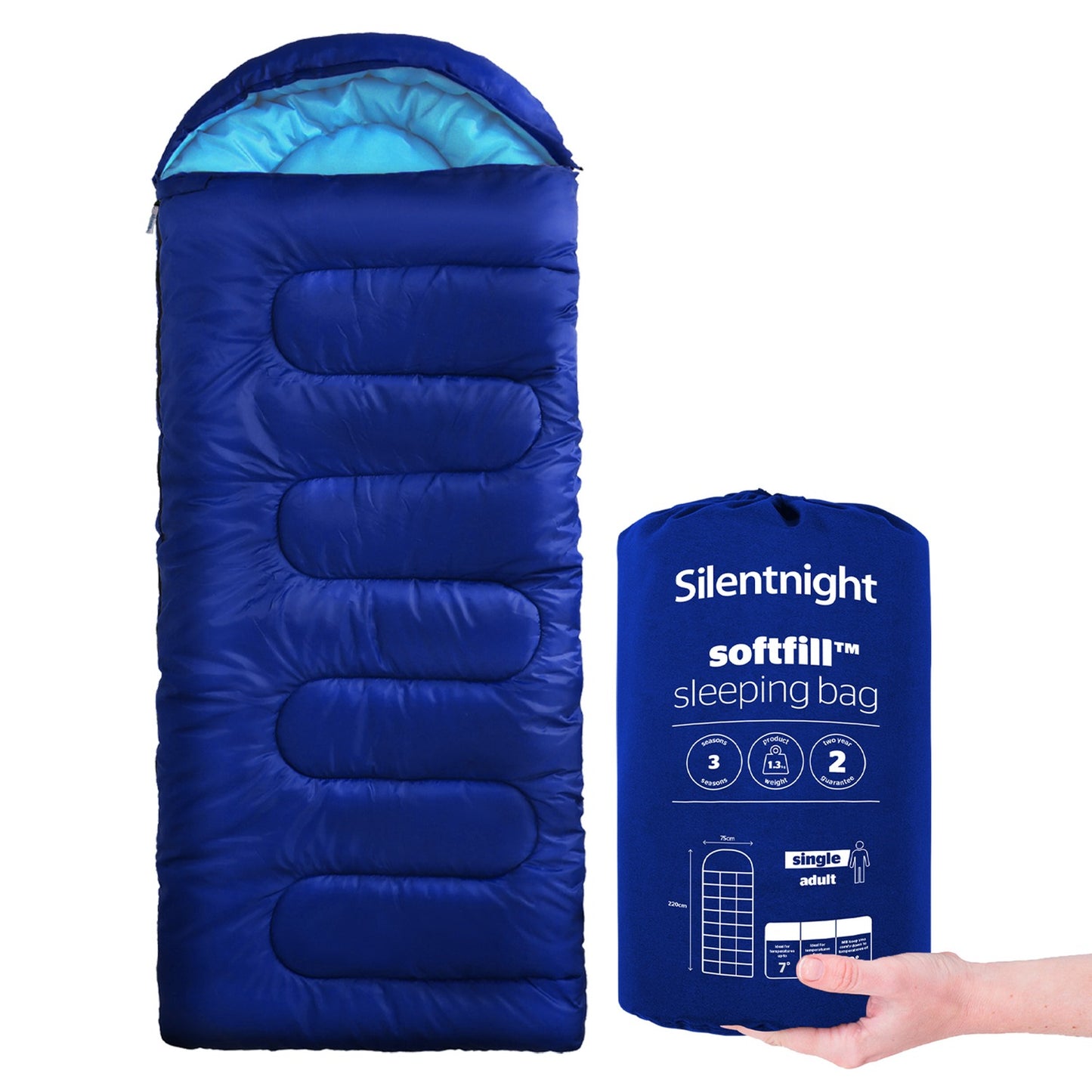Silentnight Blue Soft Fill Adult Sleeping Bag