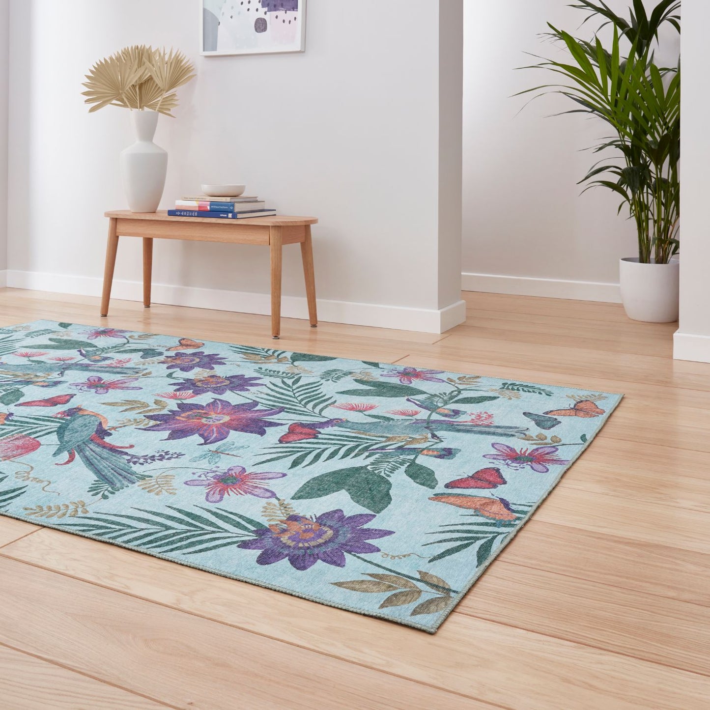 Catherine Lansfield Amaya Tropical Birds Purple Rug