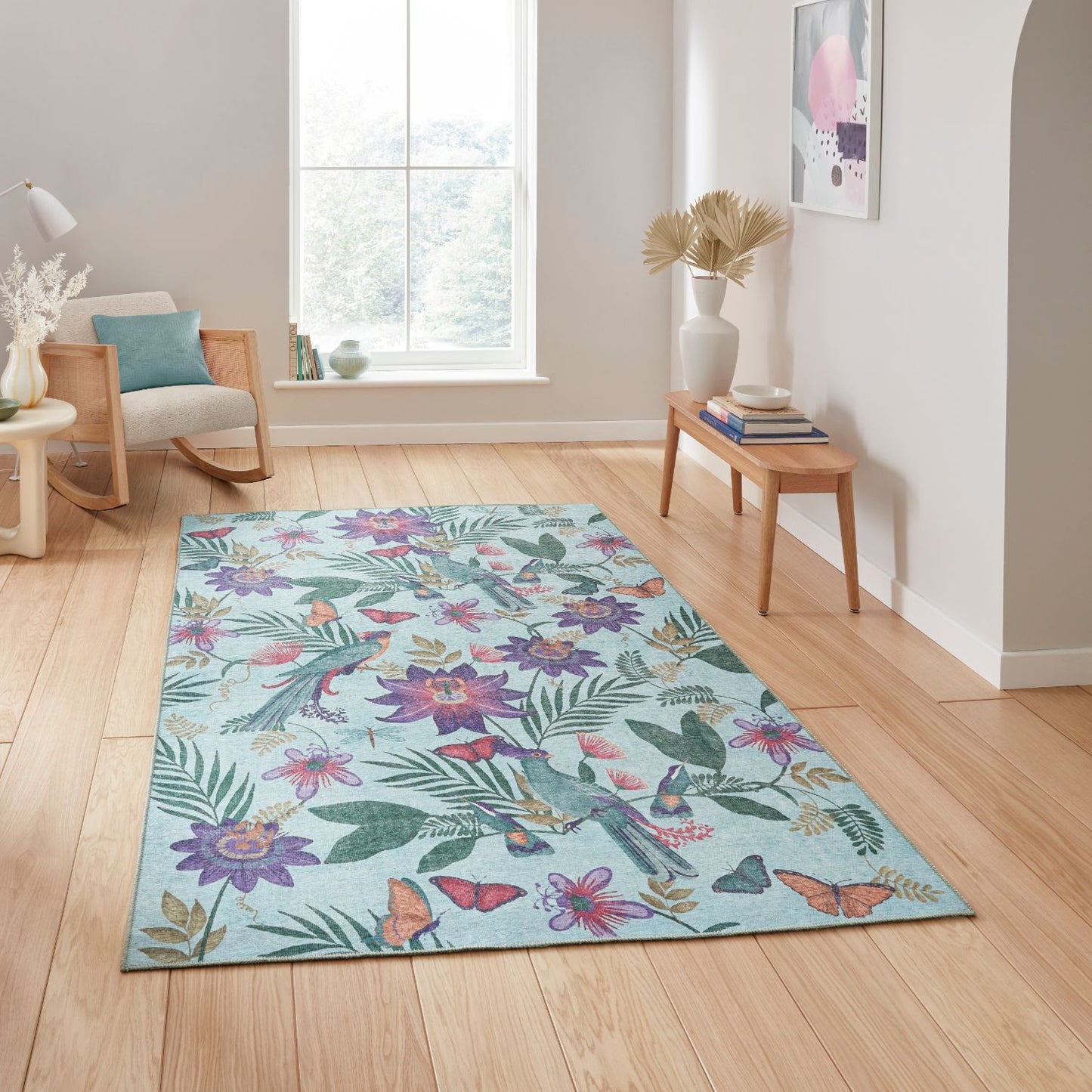 Catherine Lansfield Amaya Tropical Birds Purple Rug