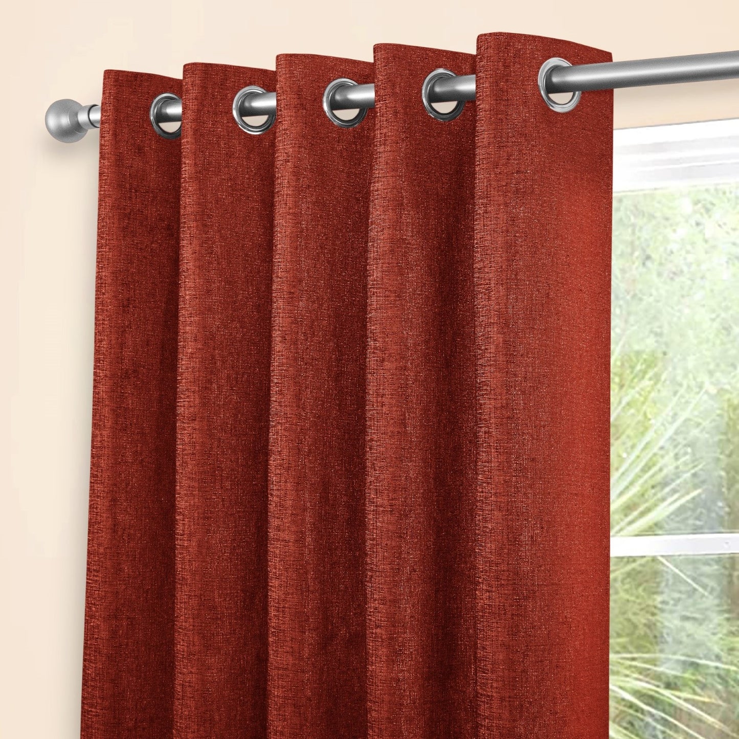 Amberley Terracotta Chenille Thermal Eyelet Curtains