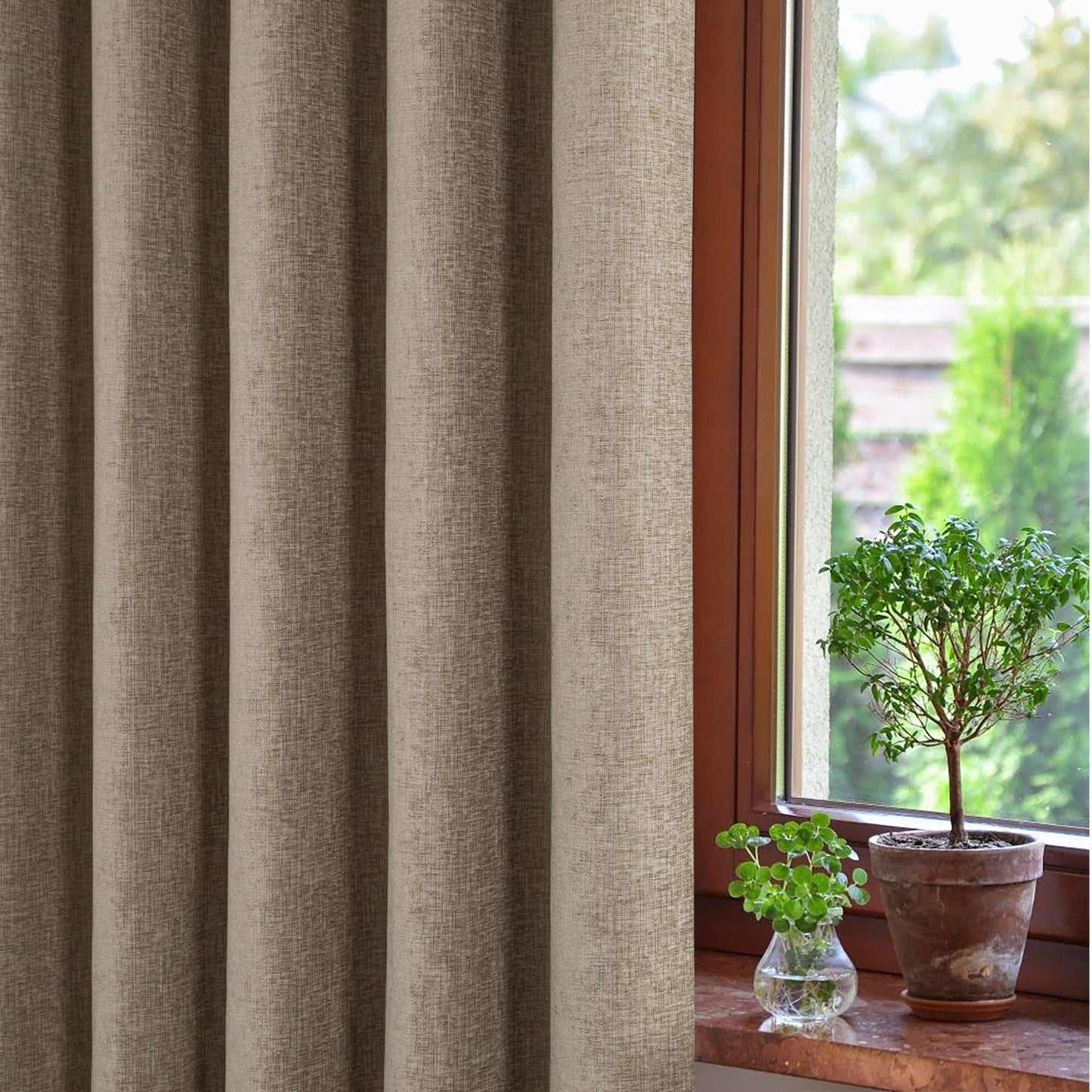 Amberley Earth Chenille Thermal Eyelet Curtains