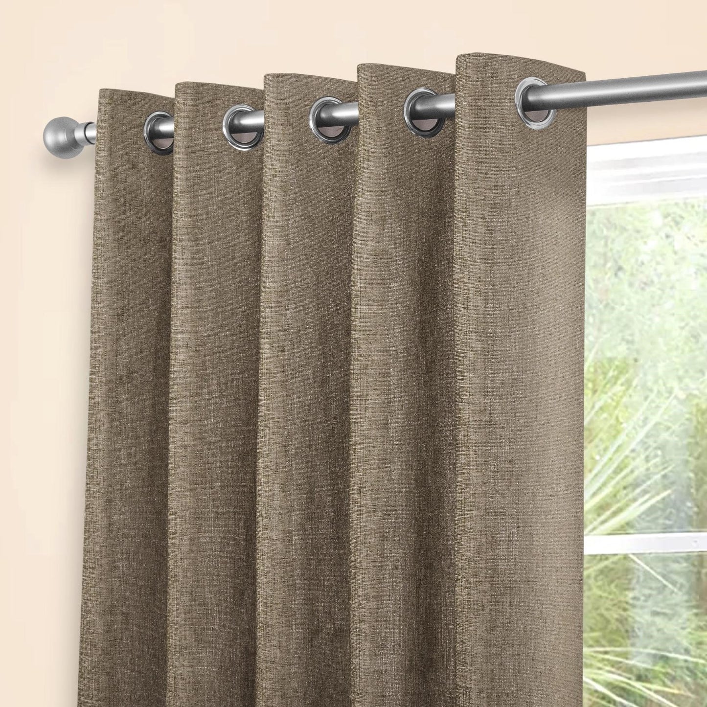 Amberley Earth Chenille Thermal Eyelet Curtains