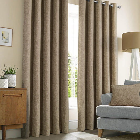 Amberley Earth Chenille Thermal Eyelet Curtains