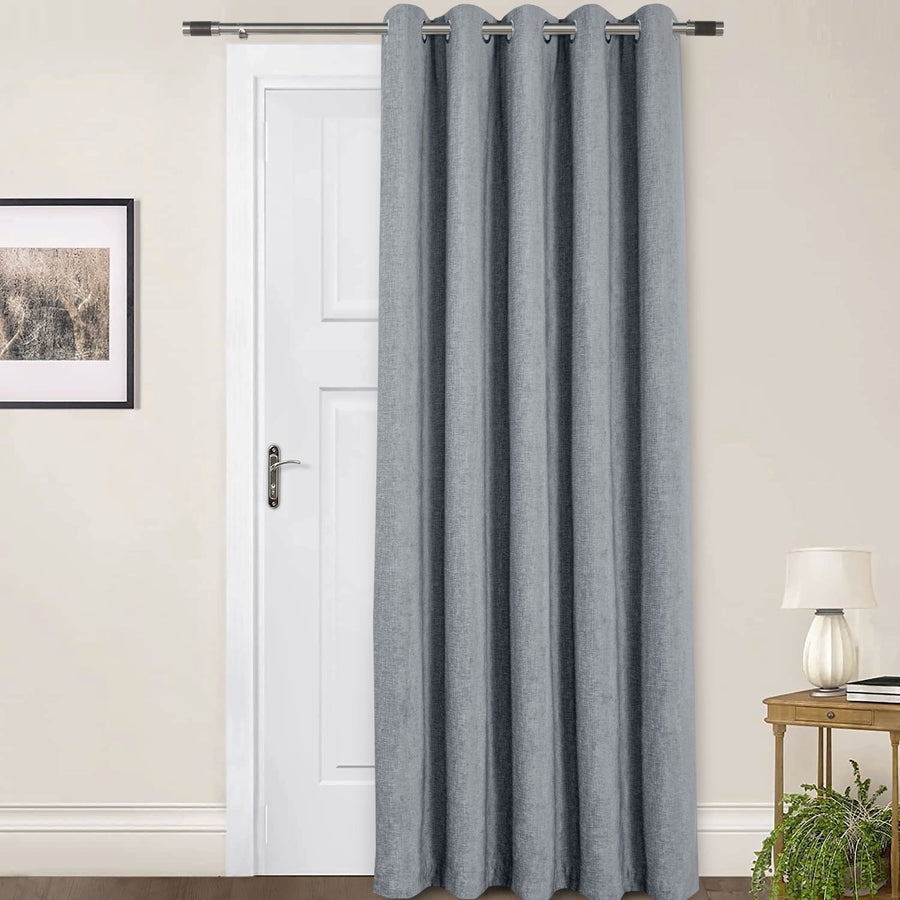 Amberley Nickel Grey Chenille Thermal Door Curtain