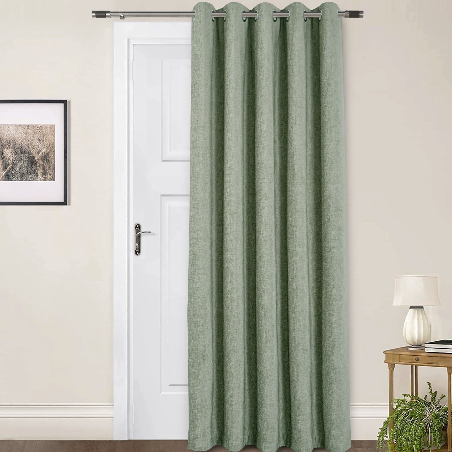 Amberley Sage Chenille Thermal Door Curtain