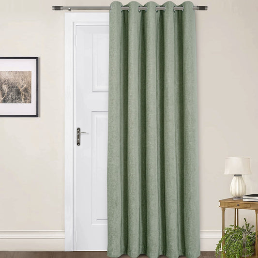 Amberley Sage Chenille Thermal Door Curtain