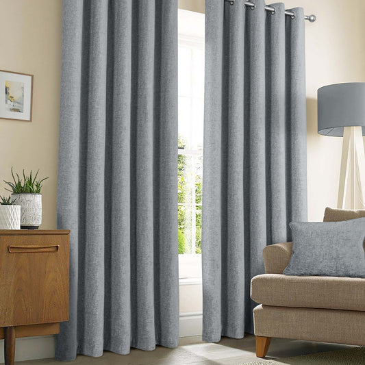 Amberley Nickel Chenille Thermal Eyelet Curtains