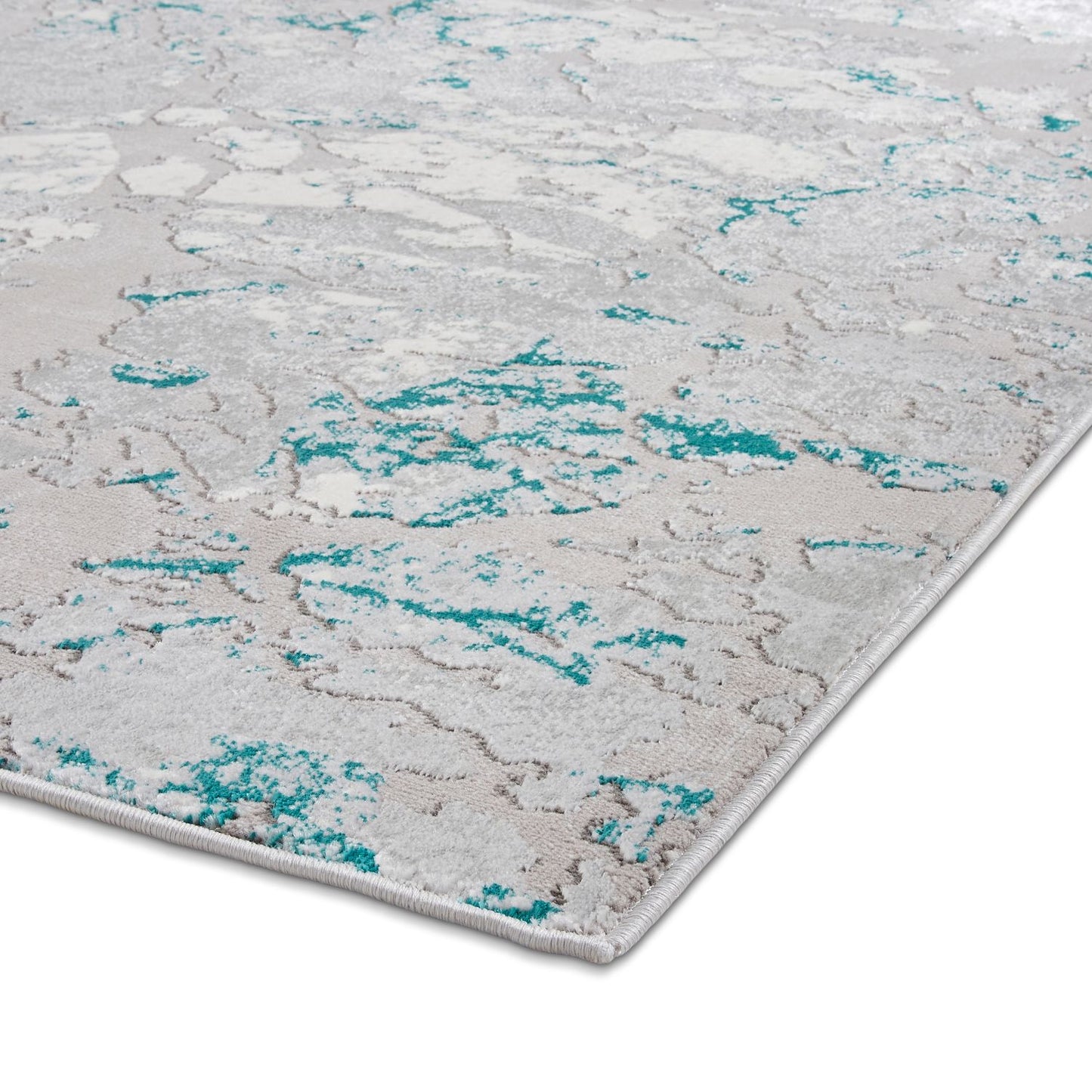 Apollo 2677 Grey and Green Modern Abstract Rug