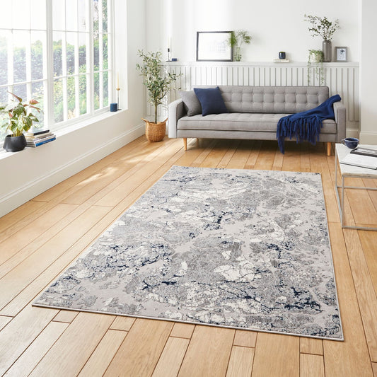 Apollo 2677 Grey and Navy Modern Abstract Rug