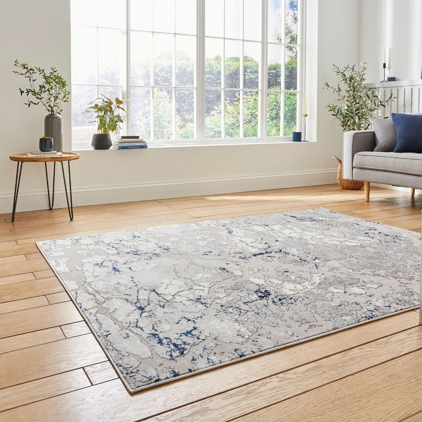 Apollo 2677 Grey and Navy Modern Abstract Rug