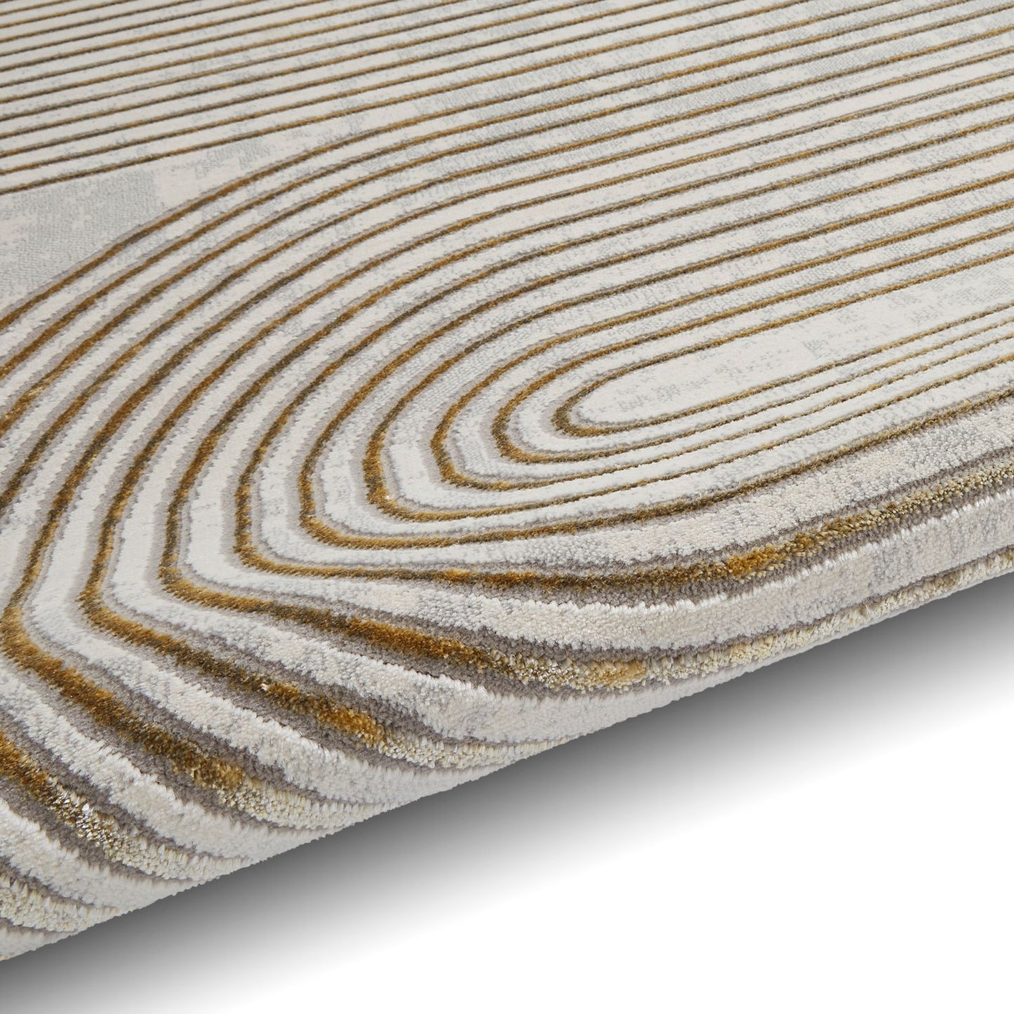 Apollo 2683 Grey and Gold Modern Linear Rug