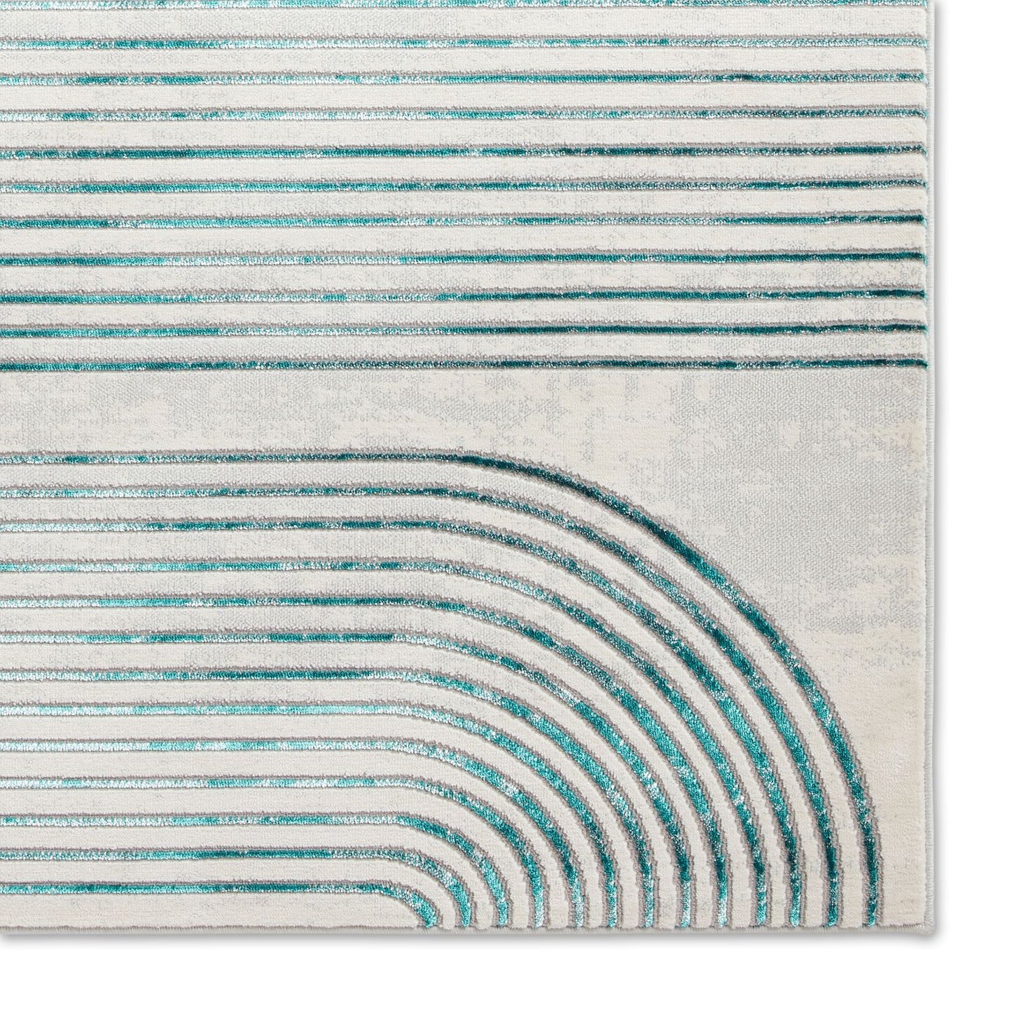 Apollo 2683 Grey and Green Modern Linear Rug