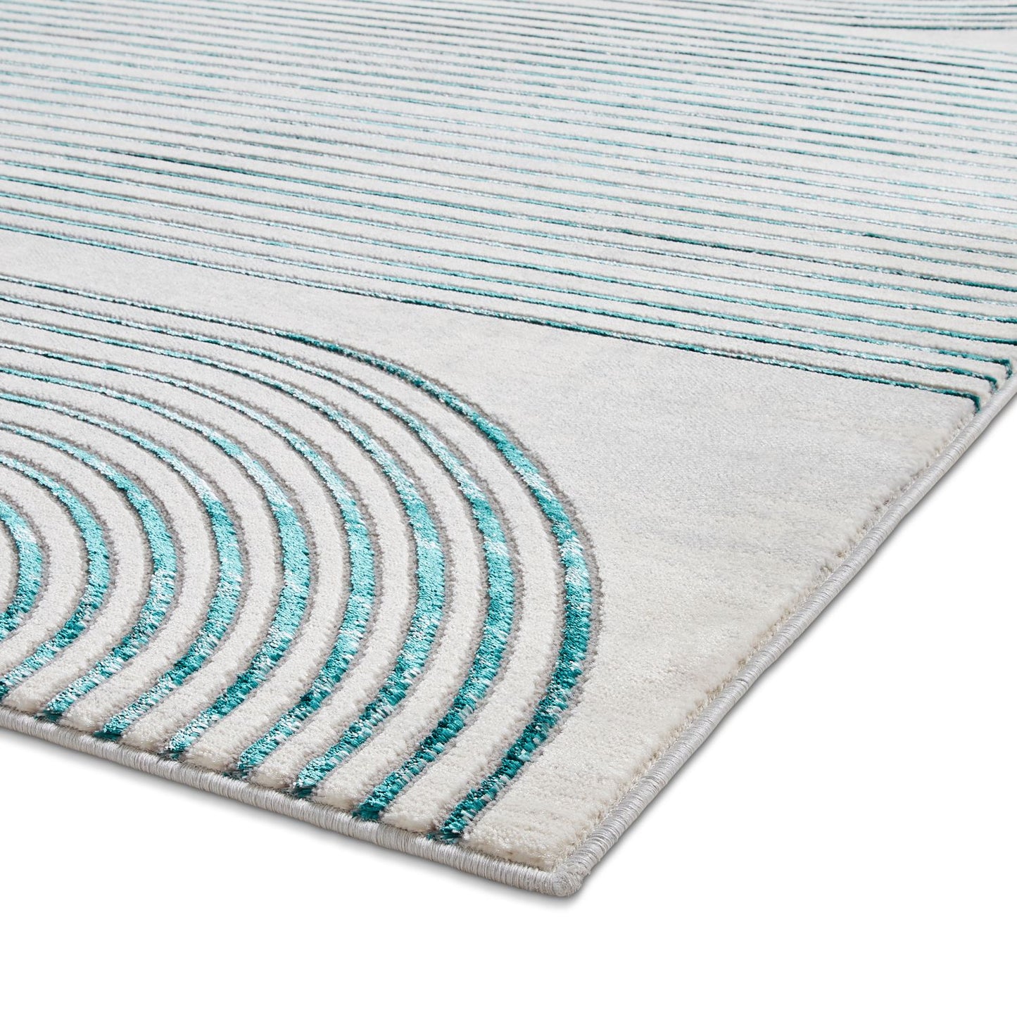 Apollo 2683 Grey and Green Modern Linear Rug