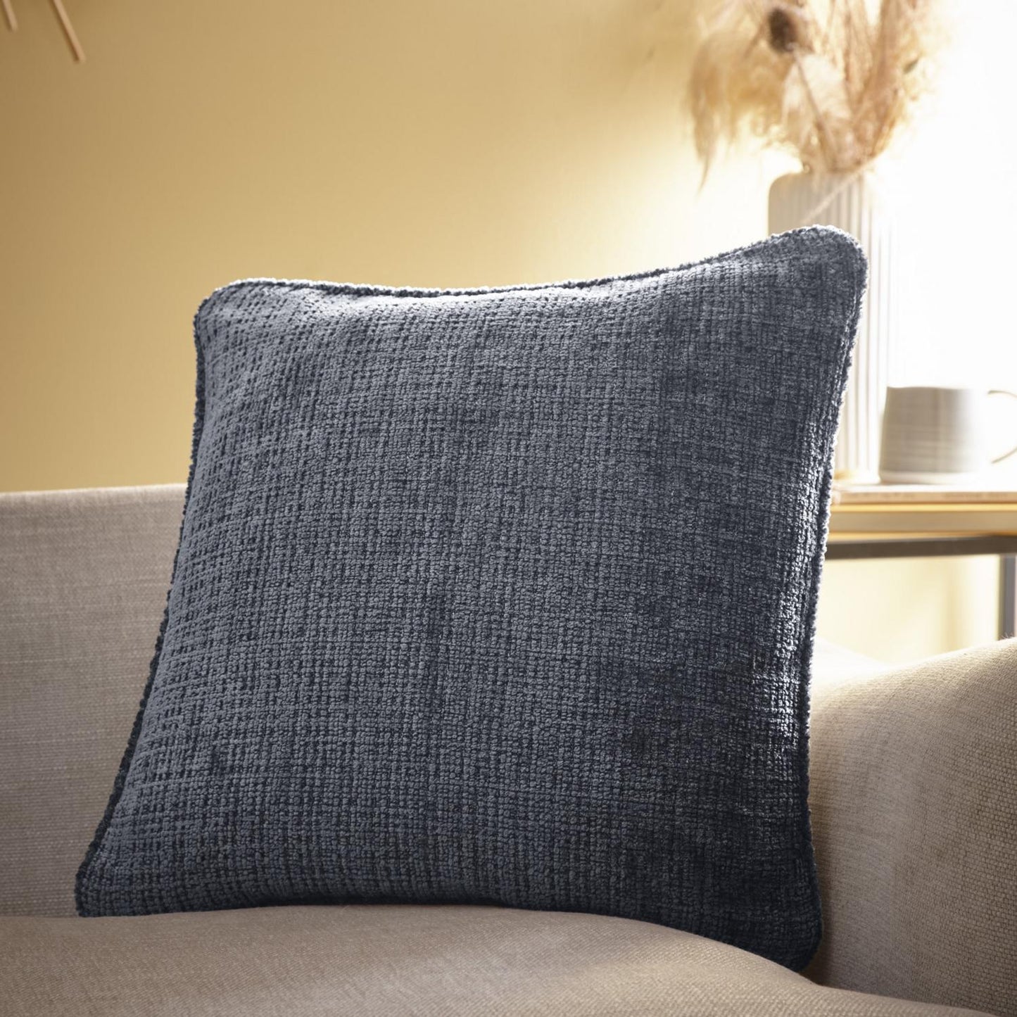 Alba Charcoal Chenille Cushion (43cm x 43cm)