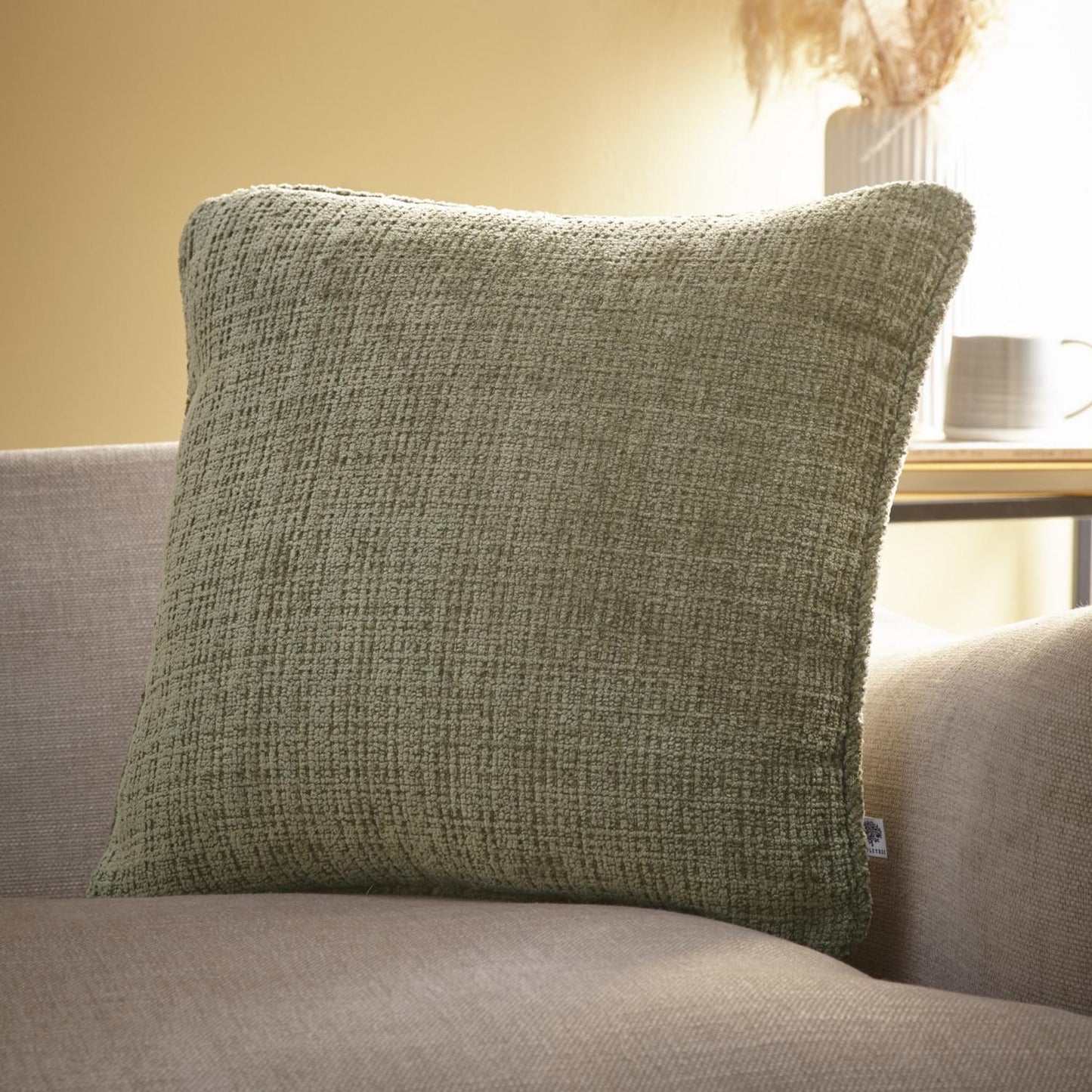 Alba Green Chenille Cushion (43cm x 43cm)