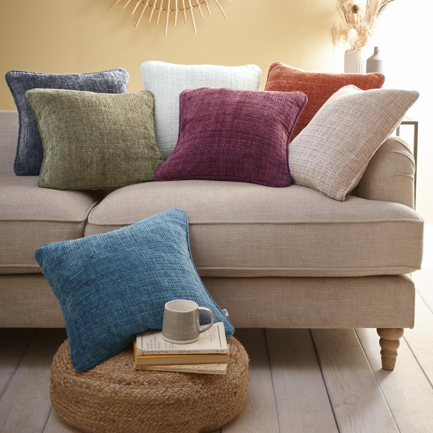 Alba Teal Chenille Cushion (43cm x 43cm)