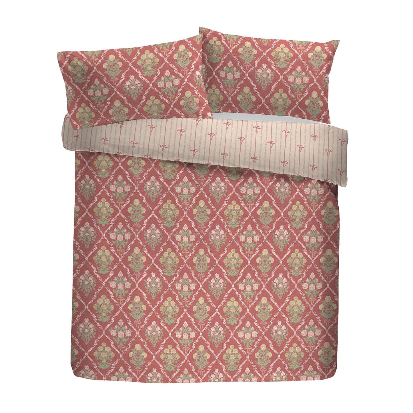 Aurelia Pink Ruffle Edge Reversible Cotton Duvet Set