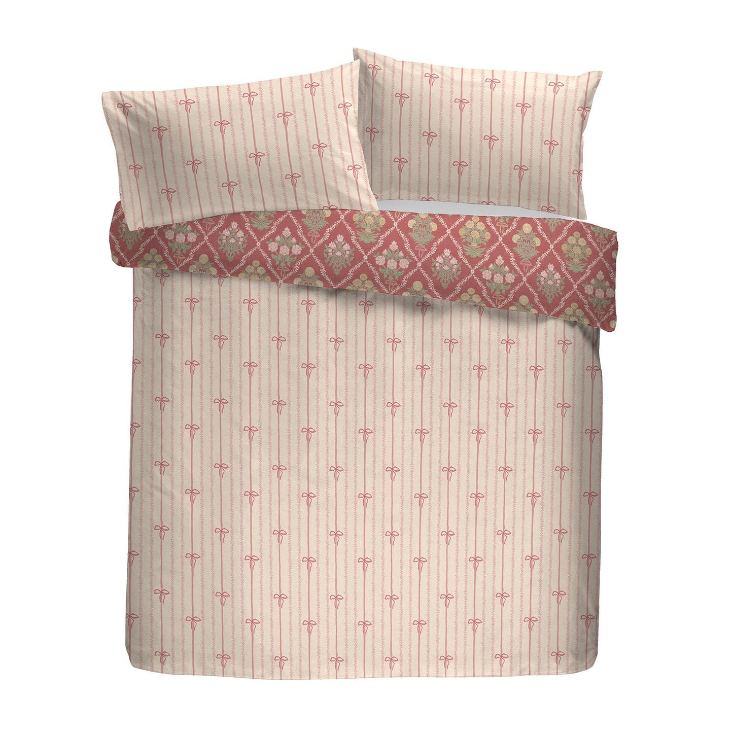 Aurelia Pink Ruffle Edge Reversible Cotton Duvet Set