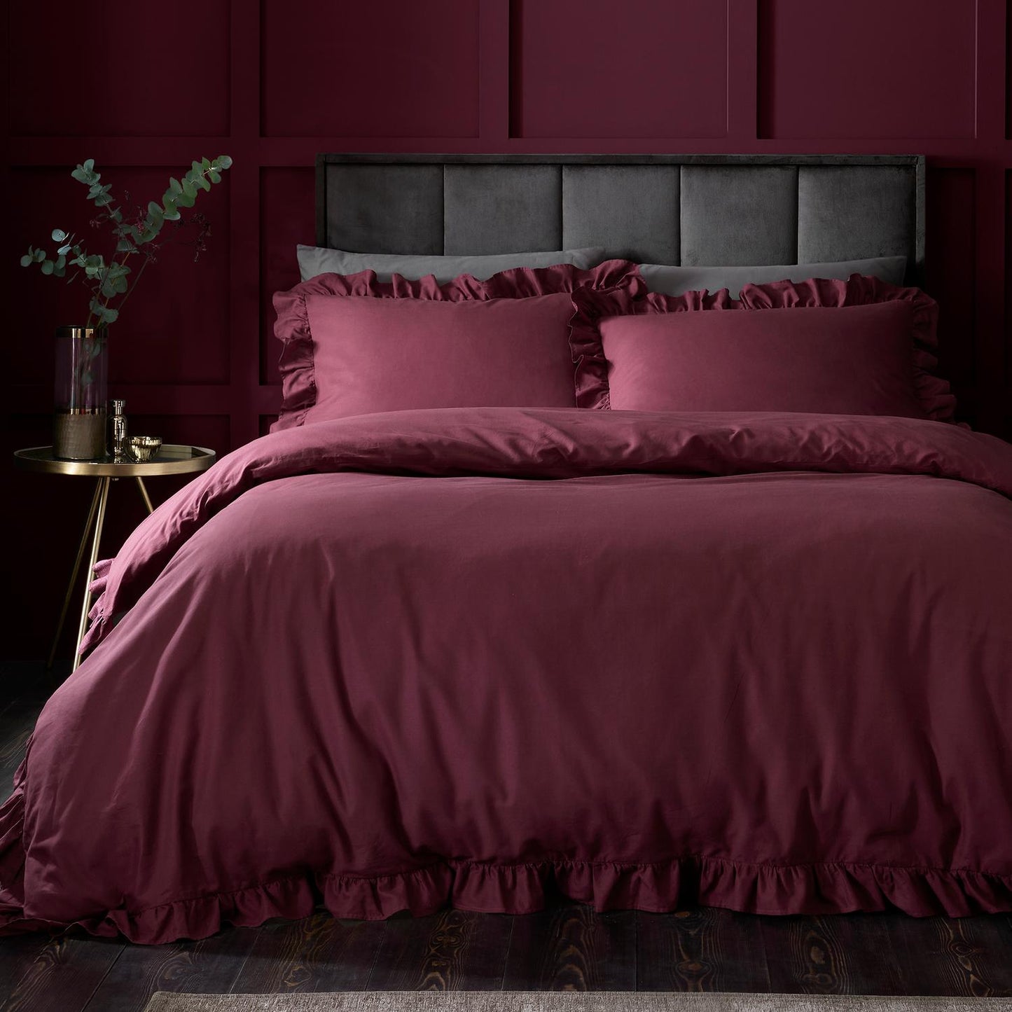 Cassia Frill Berry 100% Cotton Duvet Set
