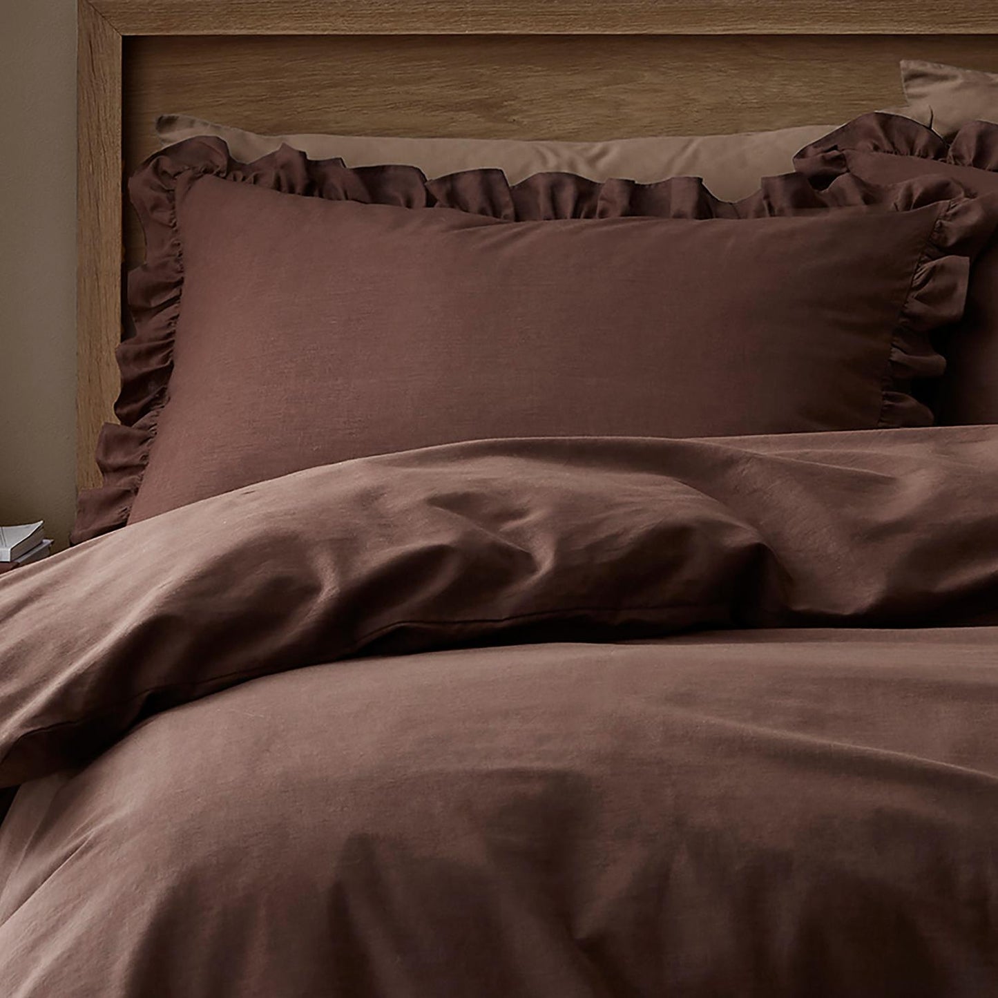 Cassia Chocolate Frill Cotton Duvet Set
