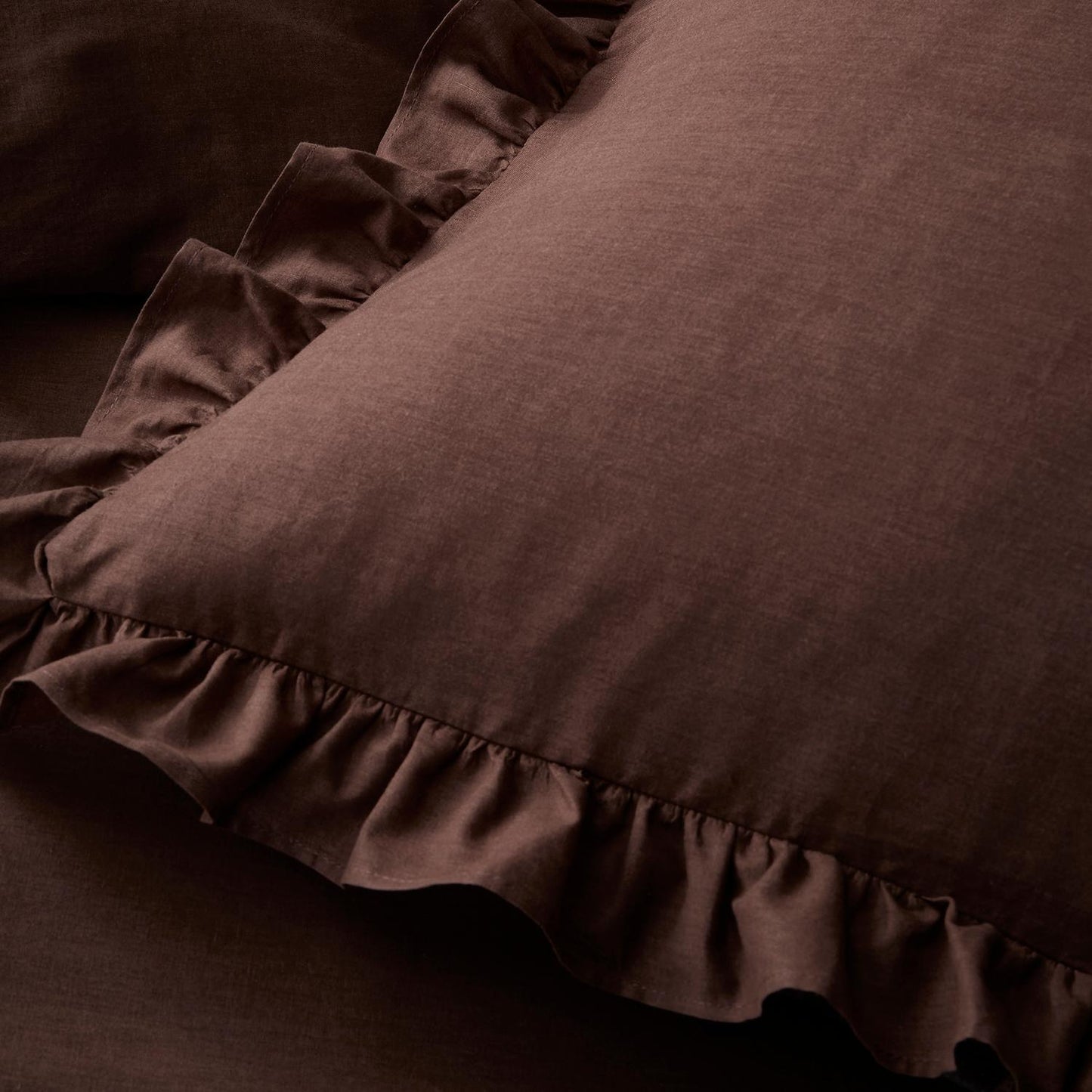 Cassia Chocolate Frill Cotton Duvet Set