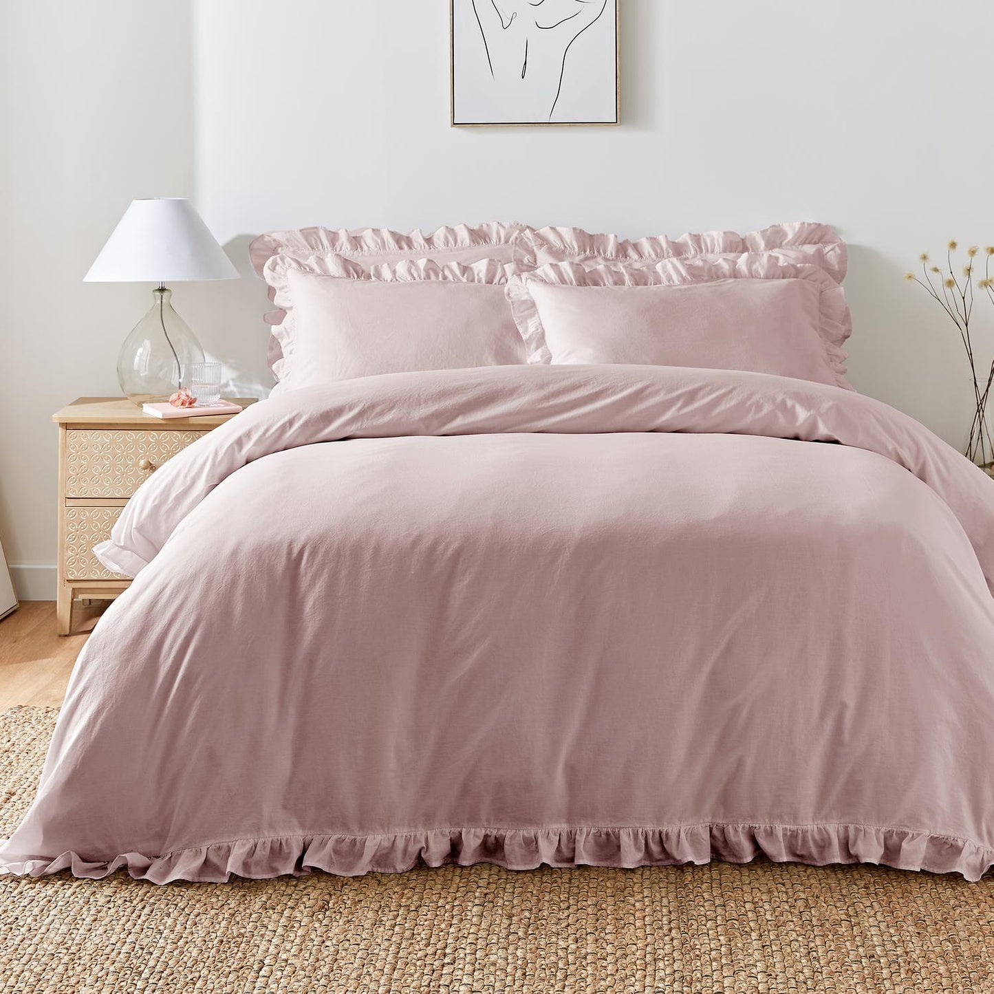 Cassia Frill Lavender 100% Cotton Duvet Set