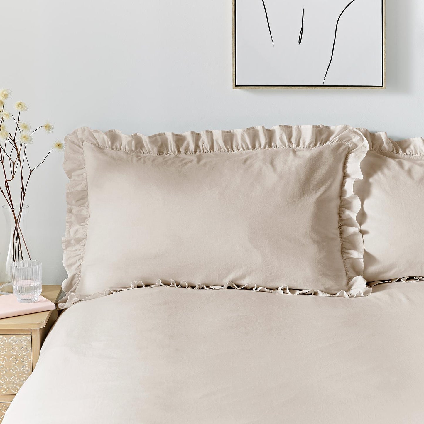 Cassia Frill Natural 100% Cotton Duvet Set