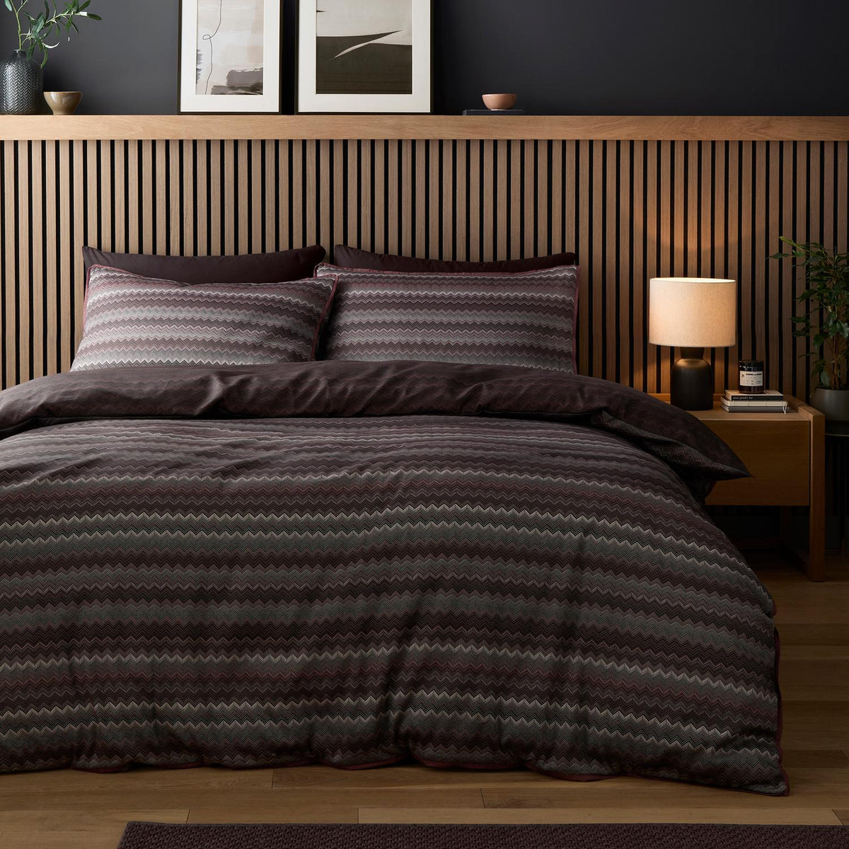 Chevron Cotton Stripe Chocolate 100% Cotton Duvet Set