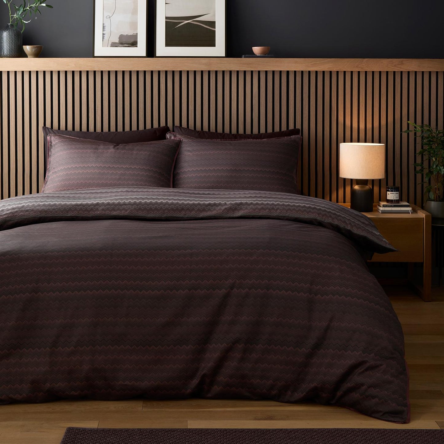 Chevron Cotton Stripe Chocolate 100% Cotton Duvet Set