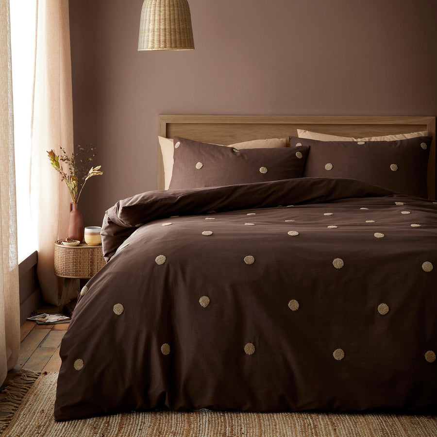 Dot Garden Chocolate Cotton Duvet Set