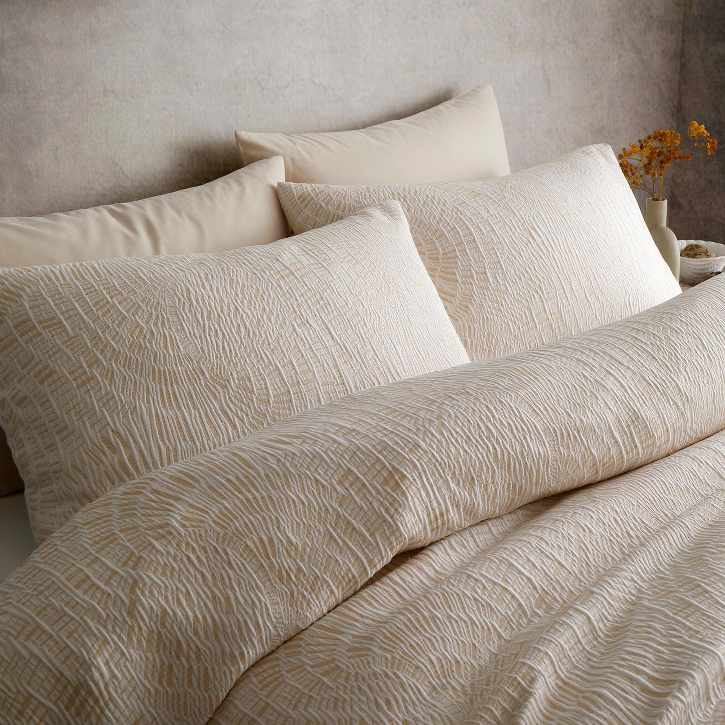 Fossil Natural Textured Jacquard Duvet Set