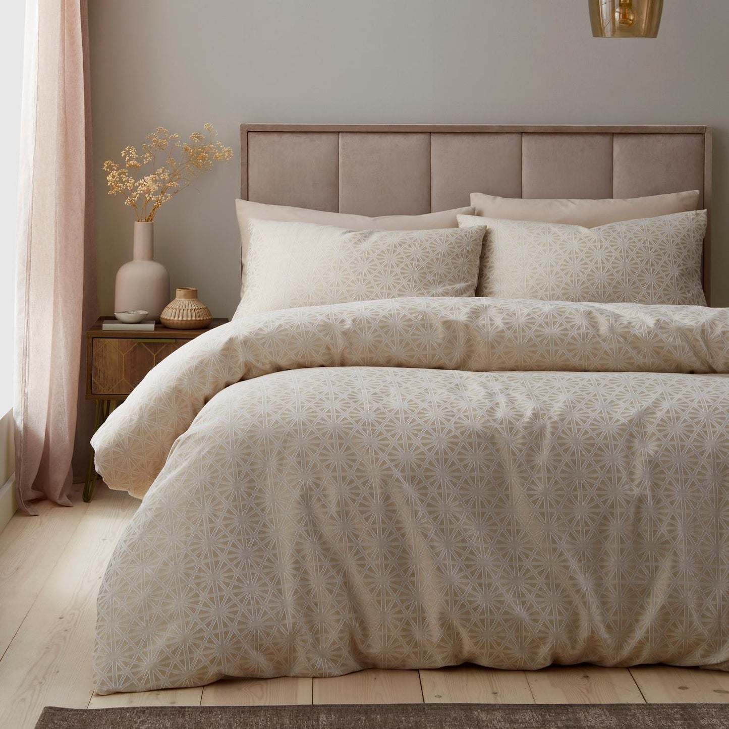 Geo Natural Cream Jacquard Duvet Set