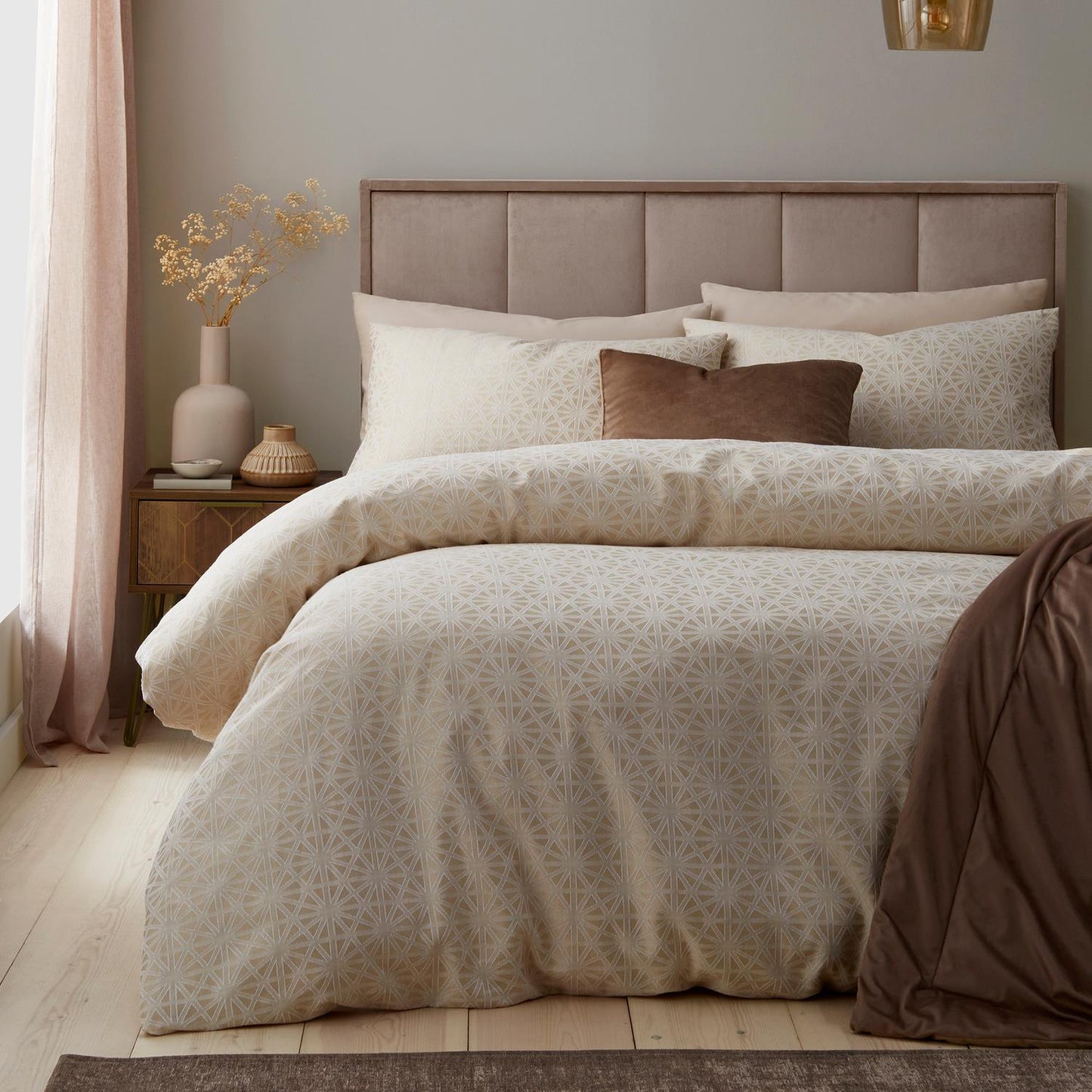 Geo Natural Cream Jacquard Duvet Set