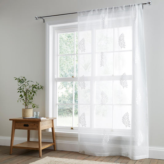 Leaf Embroidered White Voile