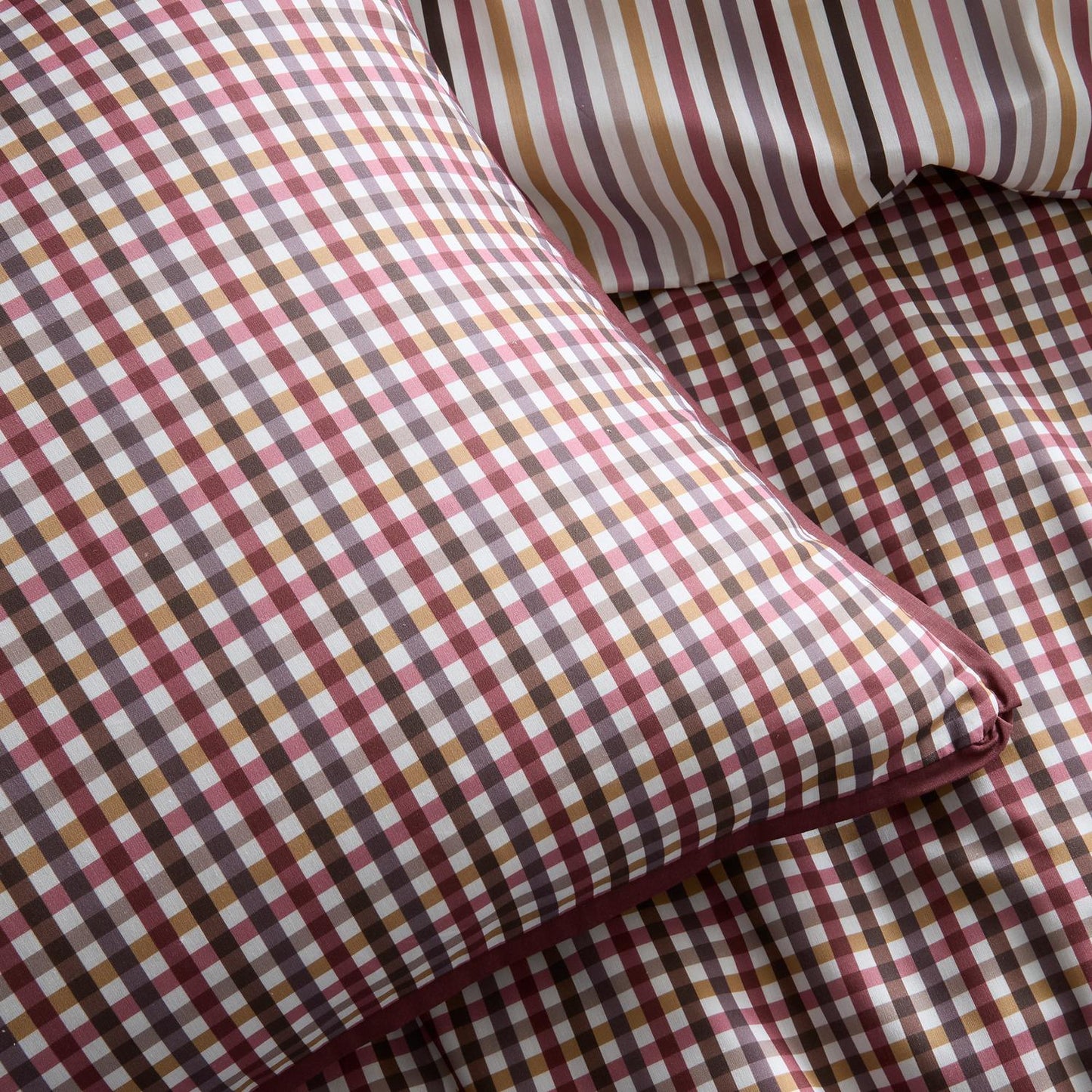 Micro Check Berry 100% Cotton Duvet Set