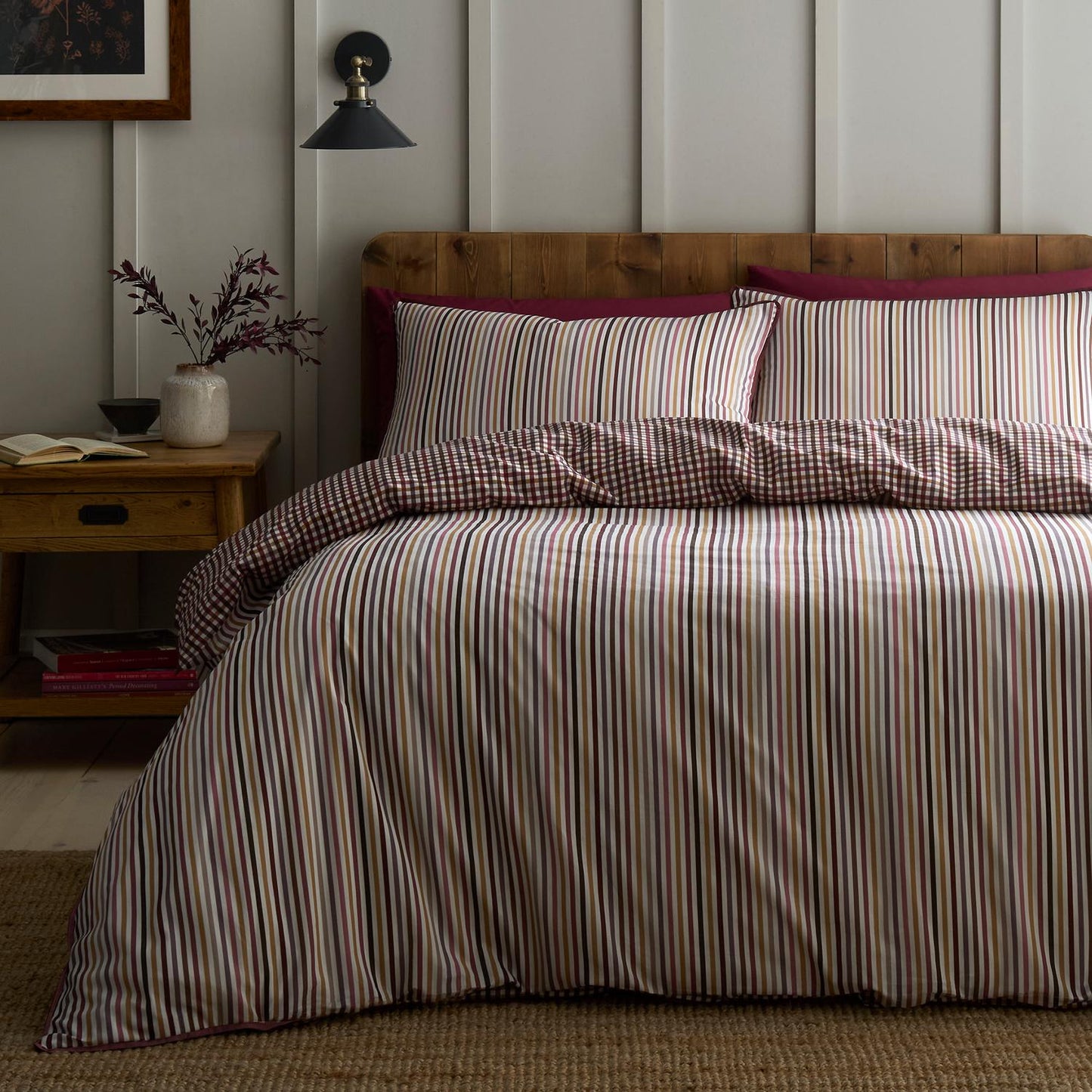 Micro Check Berry 100% Cotton Duvet Set