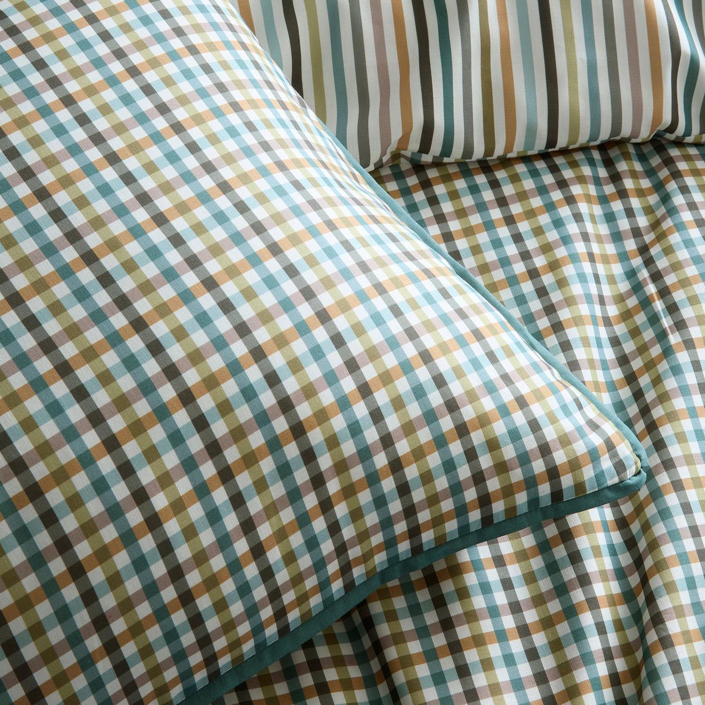 Micro Check Green 100% Cotton Reversible Duvet Set