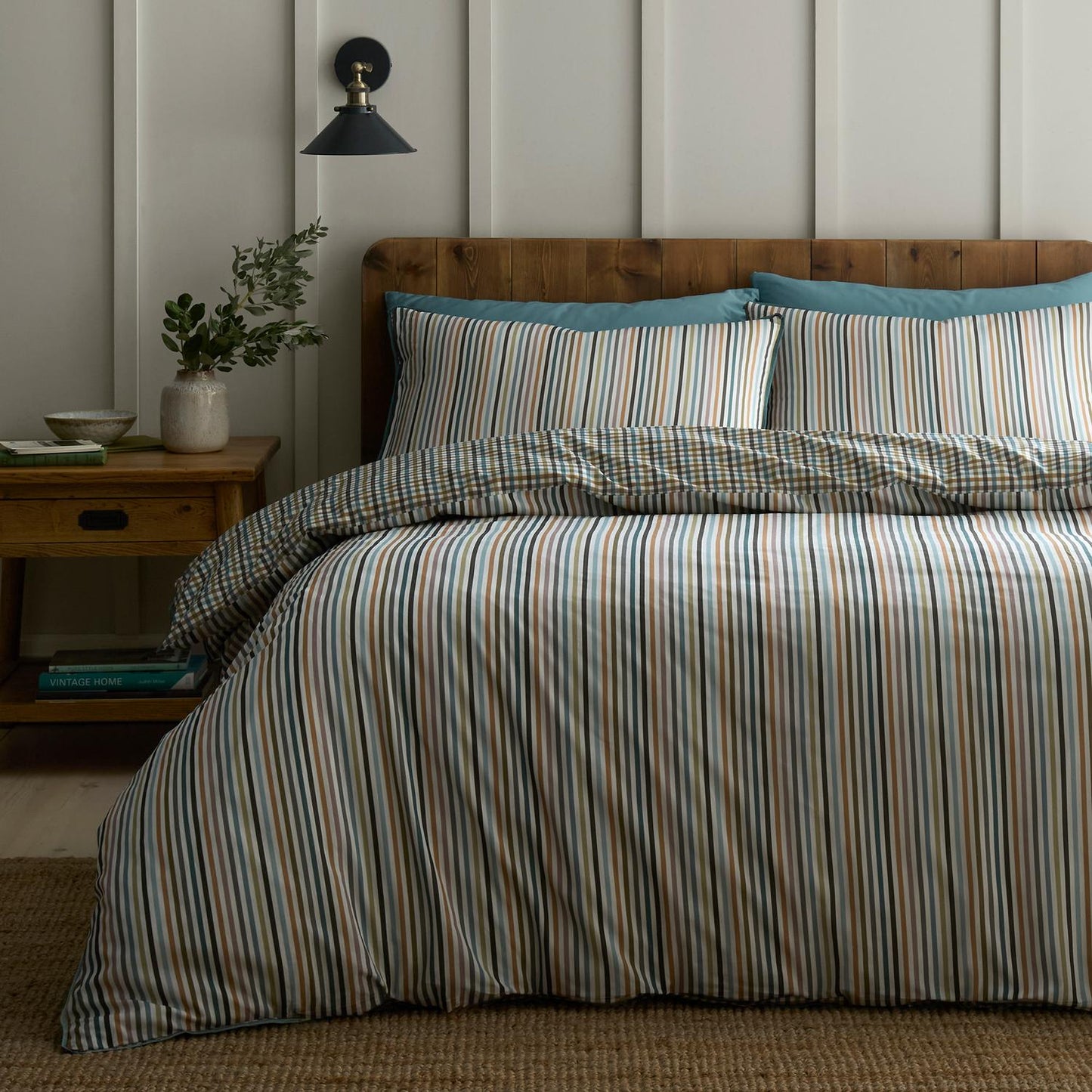 Micro Check Green 100% Cotton Reversible Duvet Set