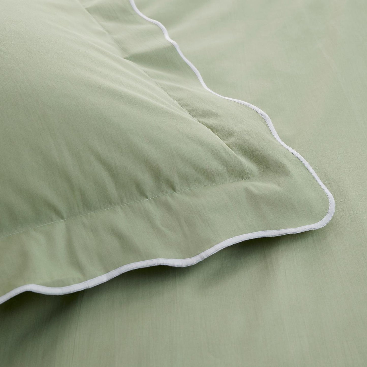Scallop Edge Green 100% Cotton Duvet Set