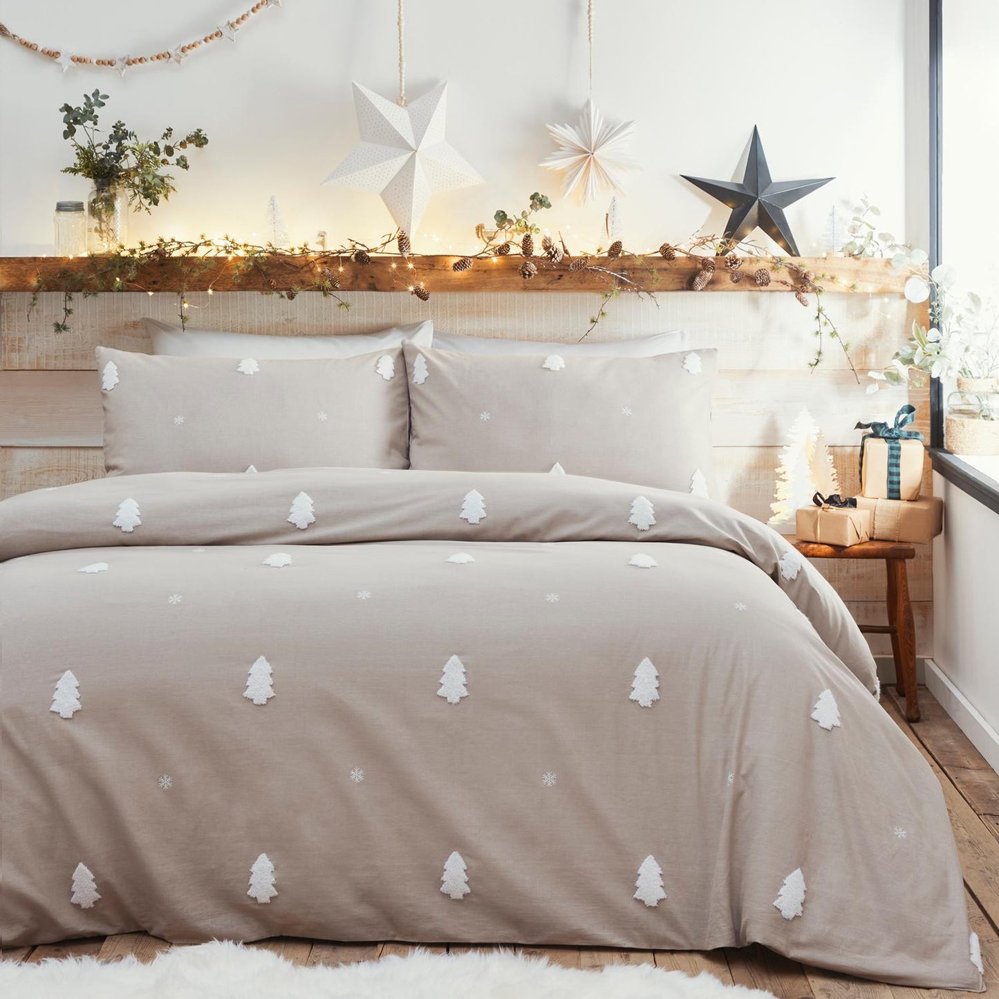Tufted Trees Natural Cotton Duvet Set