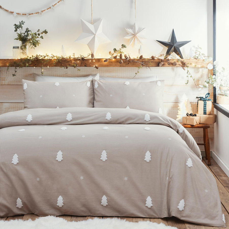 Tufted Trees Natural Cotton Duvet Set