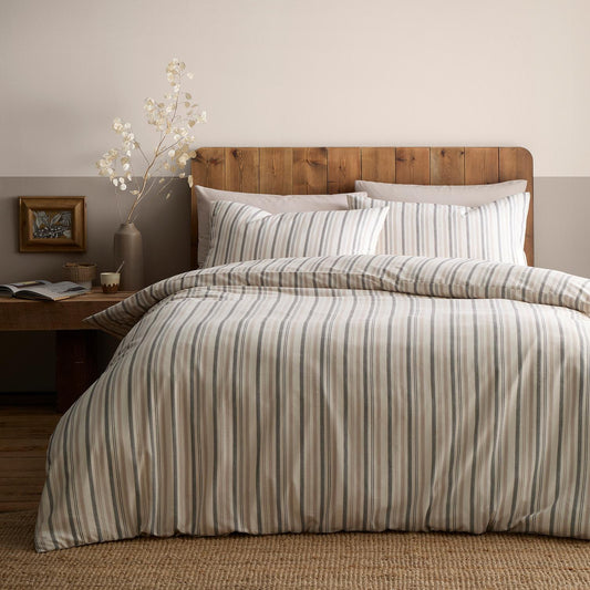 Yarn Dyed Thin Stripe Natural 100% Cotton Duvet Set